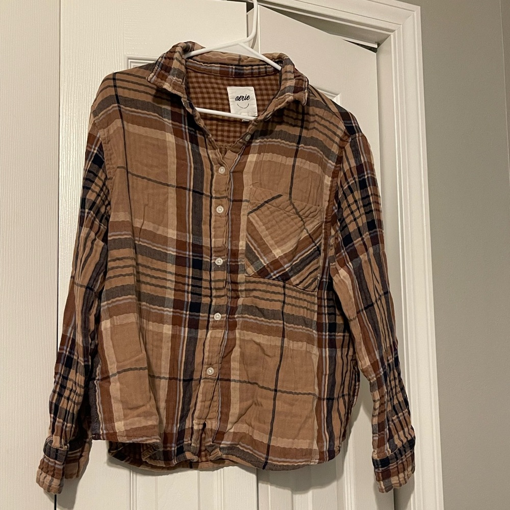 Aerie long sleeve button down top medium sleepwear